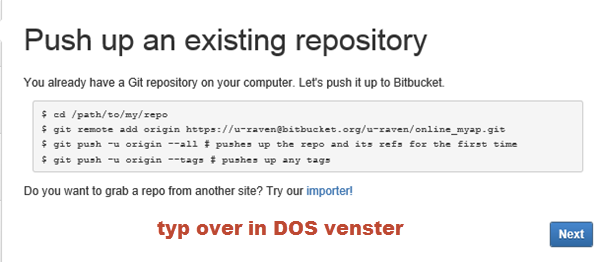 Bitbucket Push up an existing repository